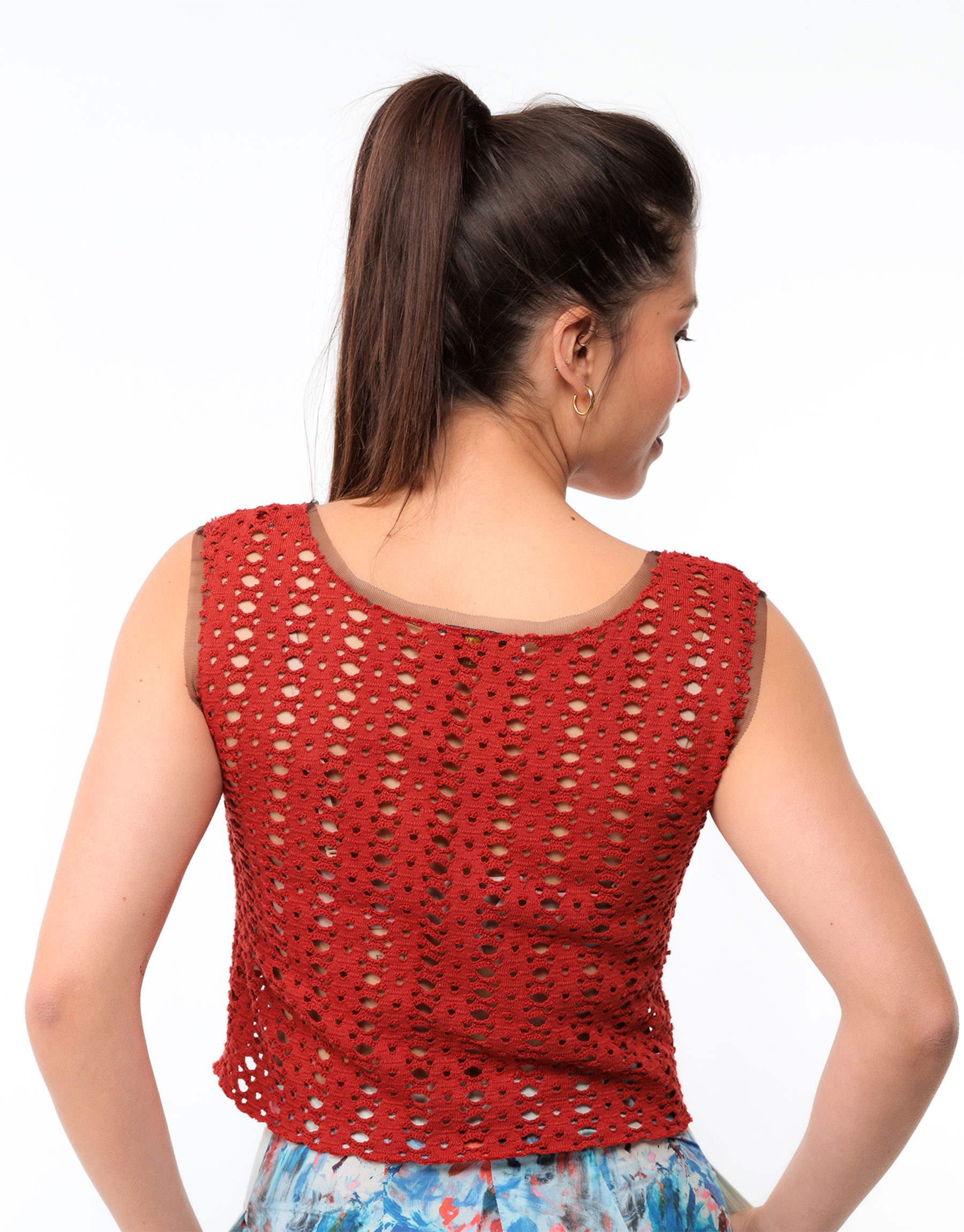 Ivory or red crochet tank top